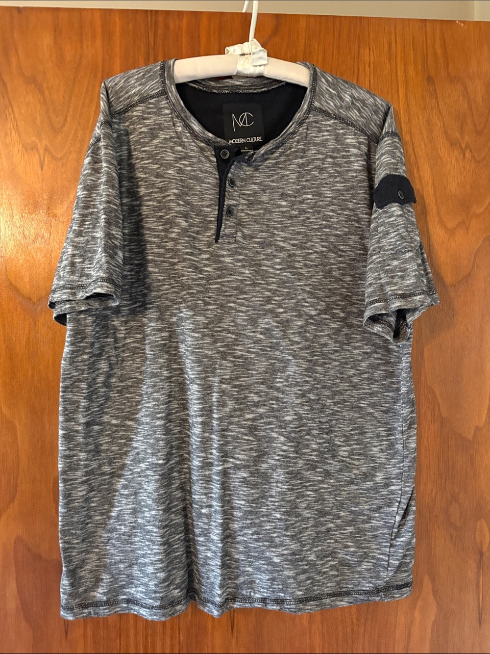 Modern Culture Men’s Grey Space-Dye Henley Tee -